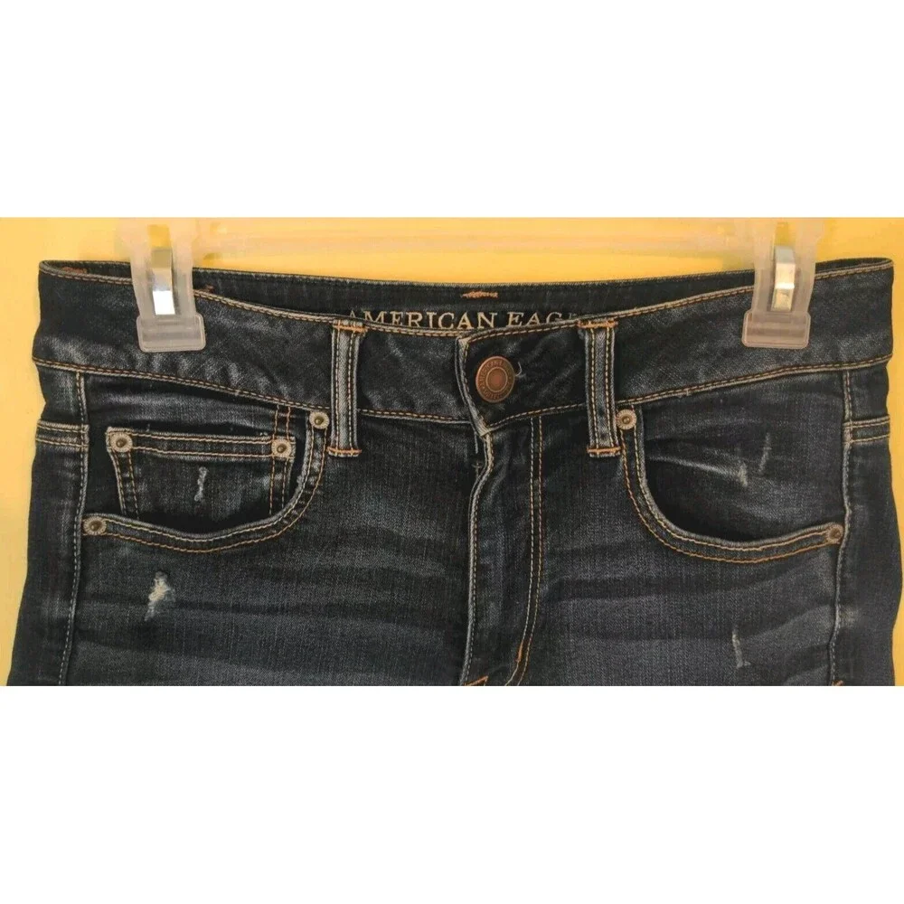 American Eagle Sz 8 Shorts Women's Hi Rise Shortie Jean Blue Denim Super Stretch